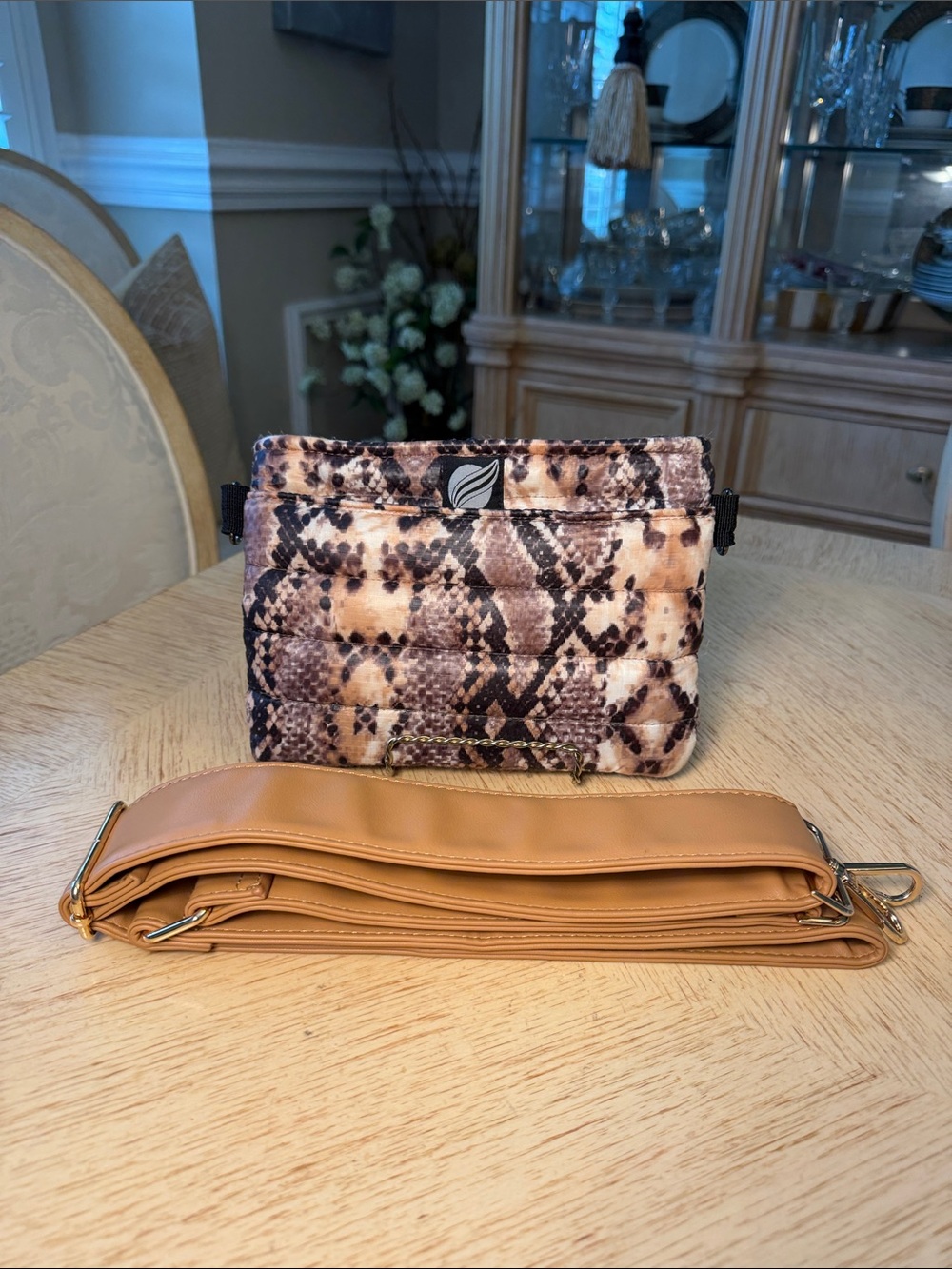 THINK ROYLN BUM BAG /CROSSBODY Python W/ Camel Color Strap